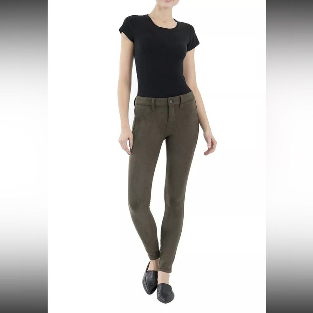 Level 99 Janice Faux Suede Mid Rise Ultra Skinny Jegging Pants Forest Size 29